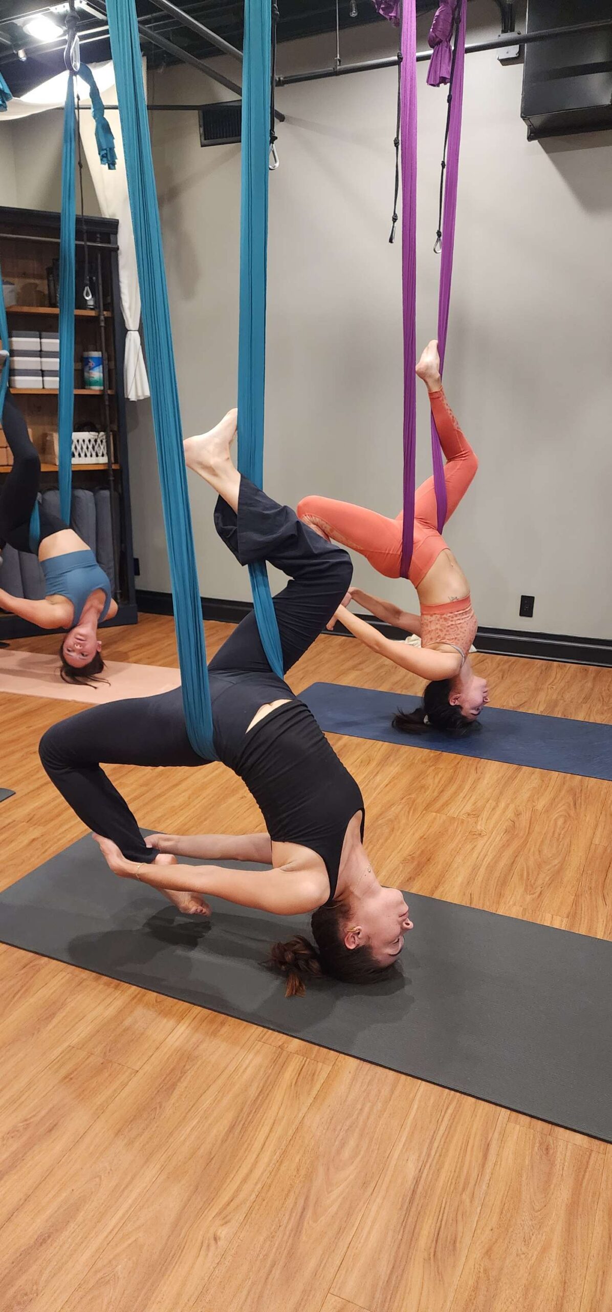 Aerial yoga and yoga trapeze classes at The Mind-Body Connection in Upland CA